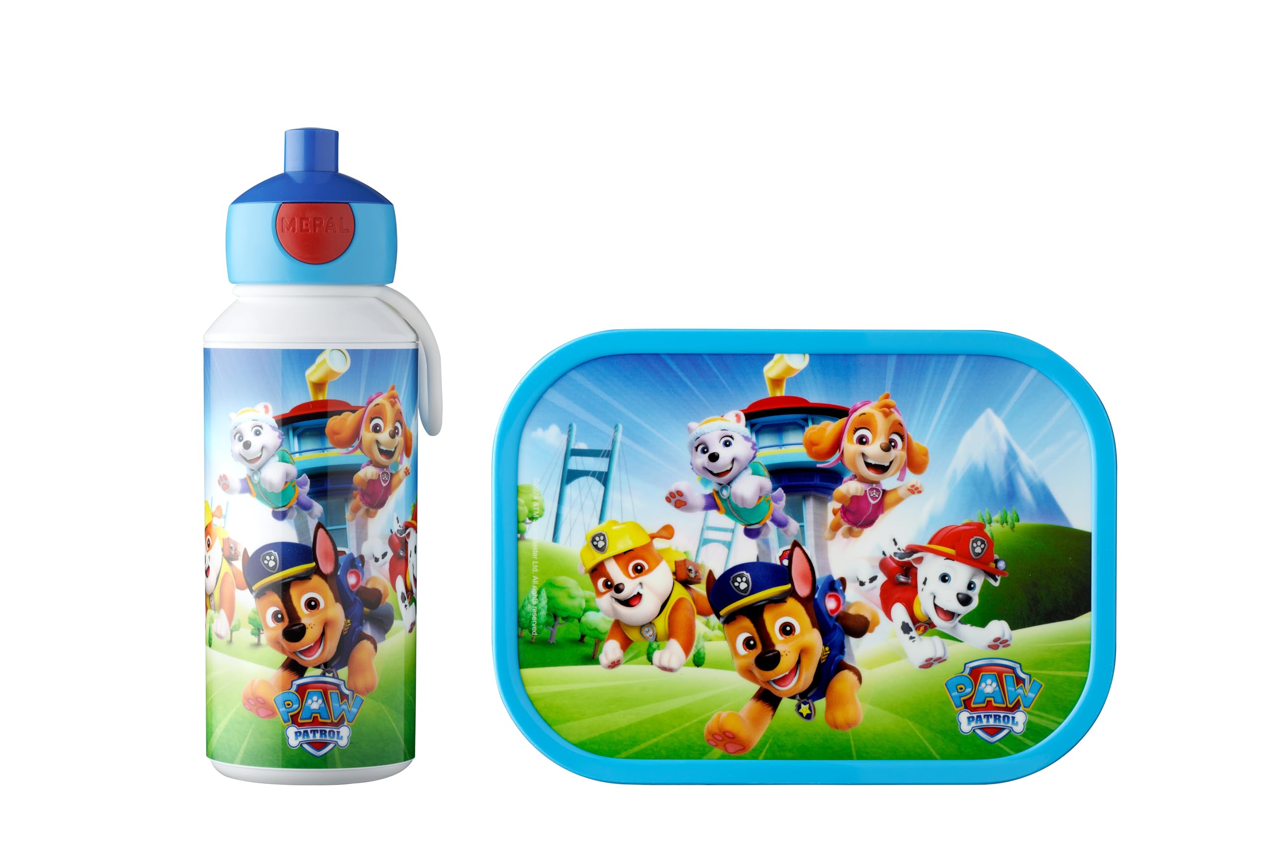 Mepal Campus Lunch Set for Children - Pop-up Drink Bottle & Lunch Box - School or On The Go - BPA-free - 400 ml + 750 ml - Paw Patrol Pups