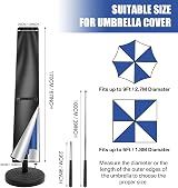 Teynewer Parasol Cover 1.8-2.7m Diameter Waterproof UV Windproof 170x25/35cm view 3