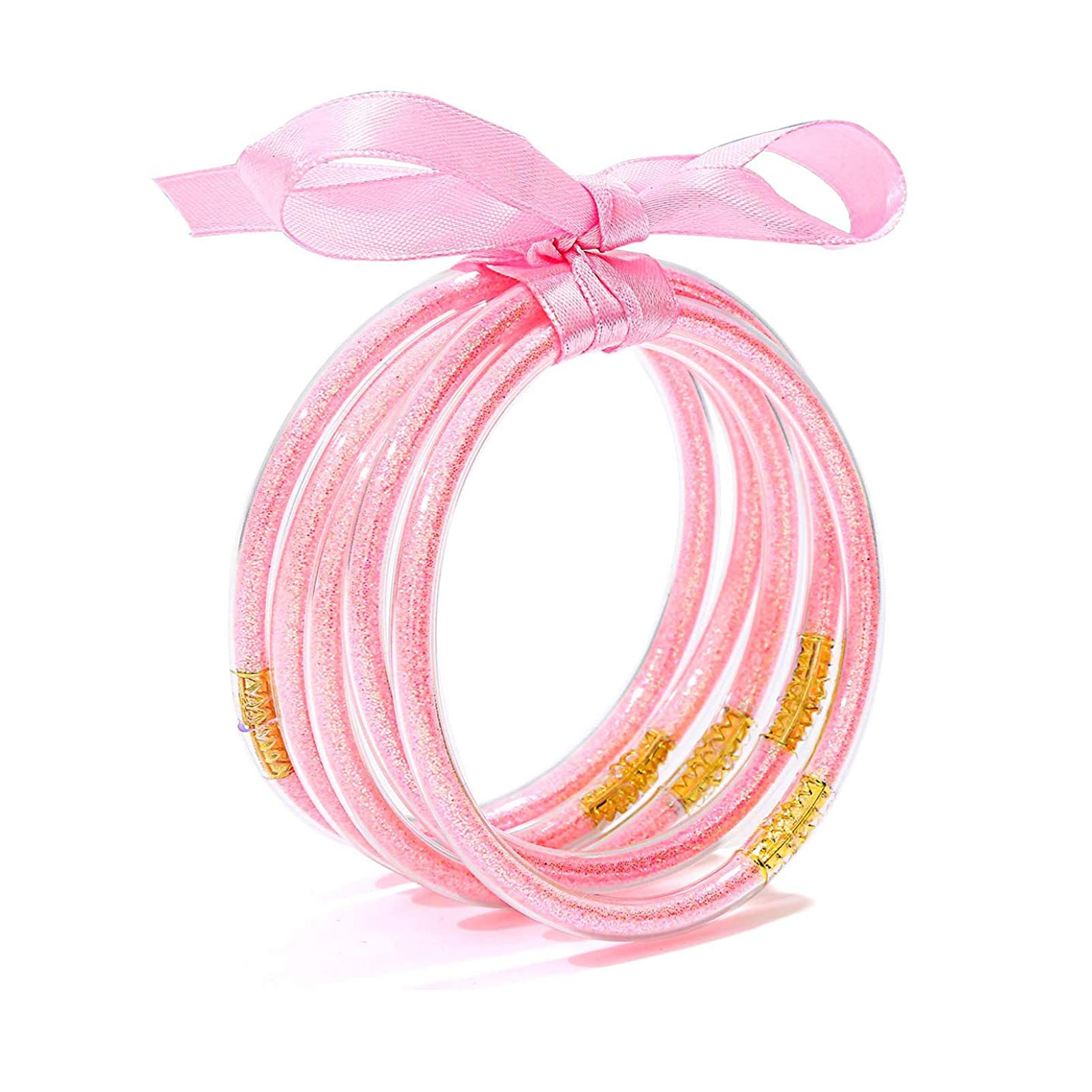 YBMYCM 5PCS Glitter Jelly Bangles Bracelets Set for