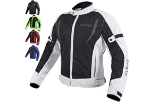 ALPHA CYCLE GEAR HI VIS MESH MOTORCYCLE JACKET FOR MENS RIDING BIKERS RACING DUAL SPORTS BIKE ARMORED PROTECTIVE... (GRAY, LARGE)