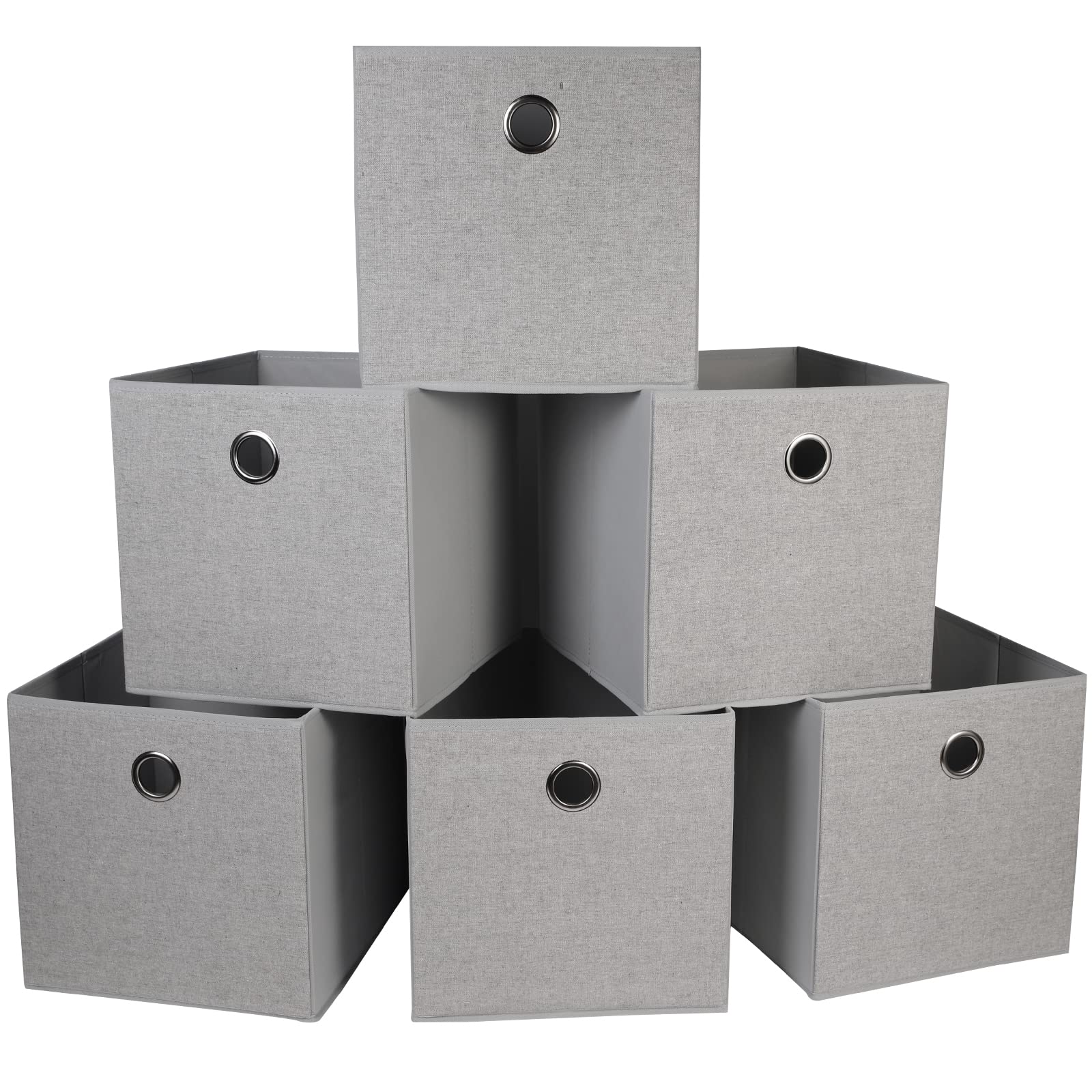 JAKAGO Foldable Storage Boxes Set of 6,Sturdy Storage Cubes 30 x 30 x 30 cm for Cube Storage Unit for Shelves, Clothes Towels Toys Organiser-Grey
