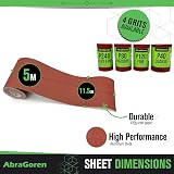 AbraGoren Sandpaper Roll P240 Grit 11.5cm x 5m Wood Wall Metal Plaster Sand view 3