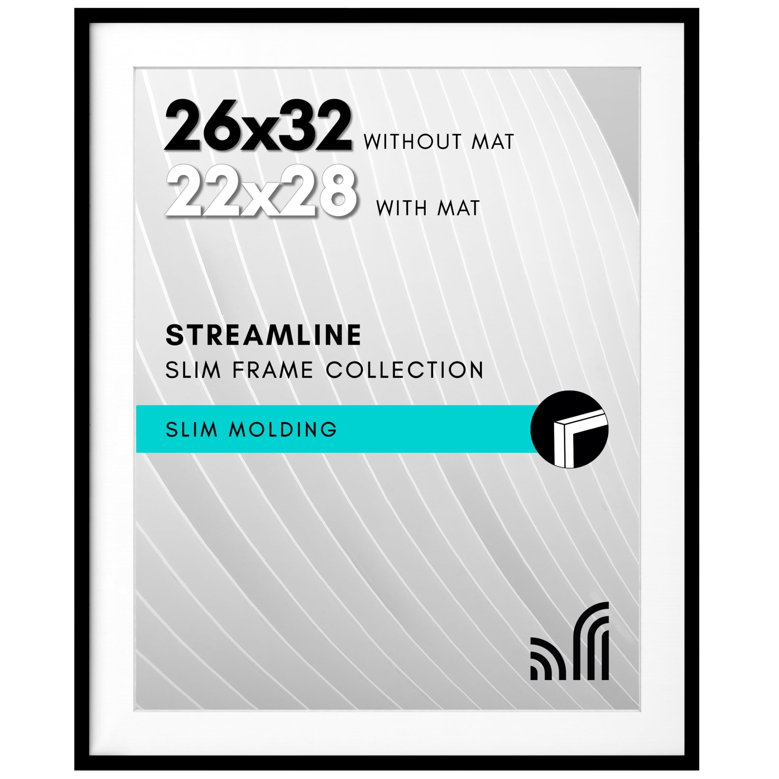 Photo 1 of ***FINAL SALE/NO RETURN, VIEW NOTES*** Americanflat 26x32 Picture Frame with Polished Plexiglass - Use as 22x28 Frame with Mat or Display 26x32 Photo Without Mat - Streamline Collection - Thin Border Picture Frames for Wall - Black