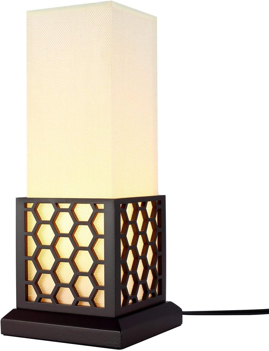 Touch Control Desk Lamp,Bedside Table Lamp,Minimalist Nightstand Lamp with Fabric Shade and Solid Wood Base Frame for Bedroom,Living Room,Baby Room
