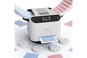 KPAW 2-in-1 Automatic Card Shuffler & Dealer - Support 12 Players, 4 Drawing Remotes, Built-in Gameplays, 360°/180° Deal, Adjustable Dealing Distance, for Poker, UNO, Phase 10, Skip-Bo, Rummy