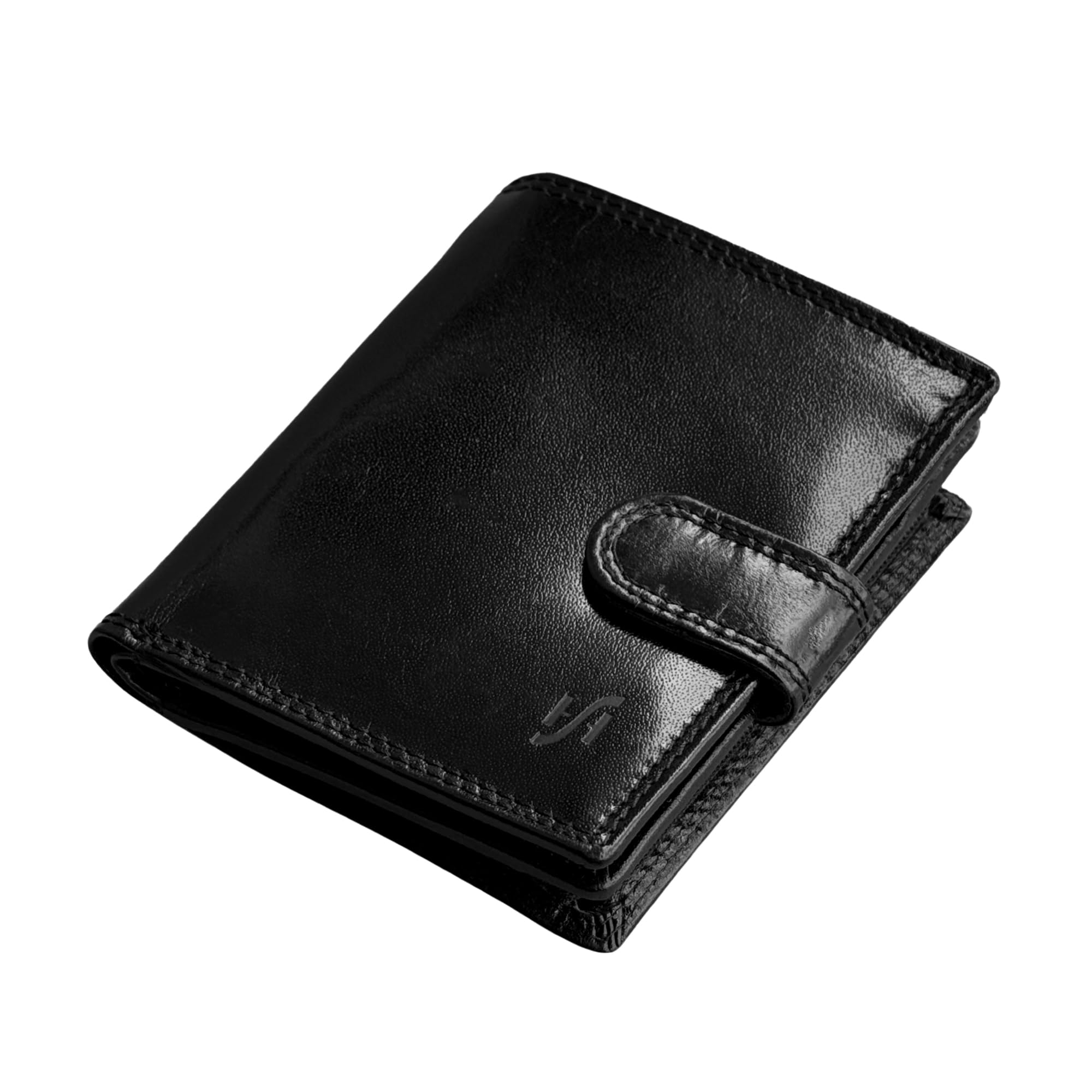 STARHIDE Mens RFID Blocking Soft Real Leather Wallet with Zip Around Coin Pouch 1080 (Black)