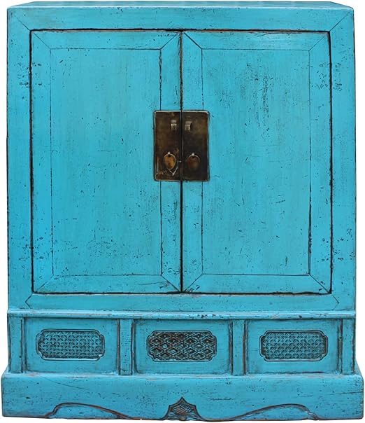 Amazon Com Chinese Distressed Rustic Turquoise Aqua Blue Foyer