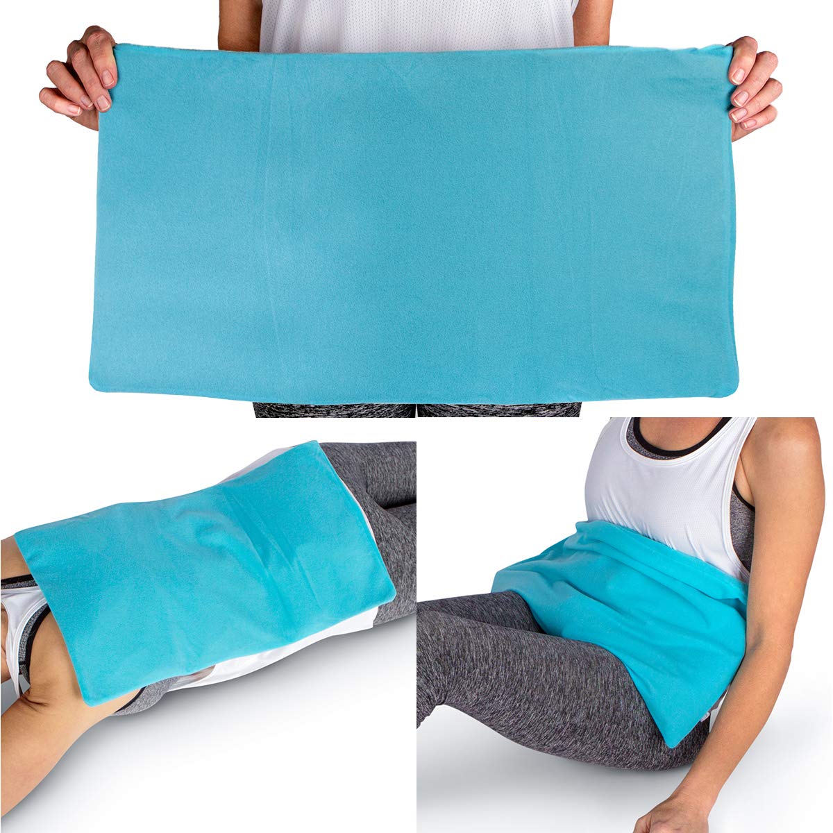 ICEWRAPS 12"x21" Extra Large Ice Pack with Soft Fabric Cover Clay Ice