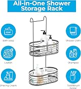 Blue Canyon 2 Tier Hanging Shower Caddy No Drill Stainless Steel Grey view 4