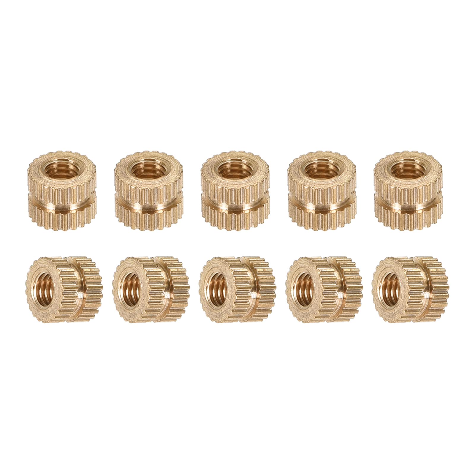 DTGN M3x4mmx5mm(IDxLxOD) Knurled Insert Nuts - 50 Pack - Good for Plastic Shells - Brass Female Thread Heat Set Inserts Embedment Nut