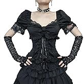 Inpunktoo Punk Grunge T Shirt Women Goth Sweetheart Neck Y2k Fashion Short Puff Sleeve