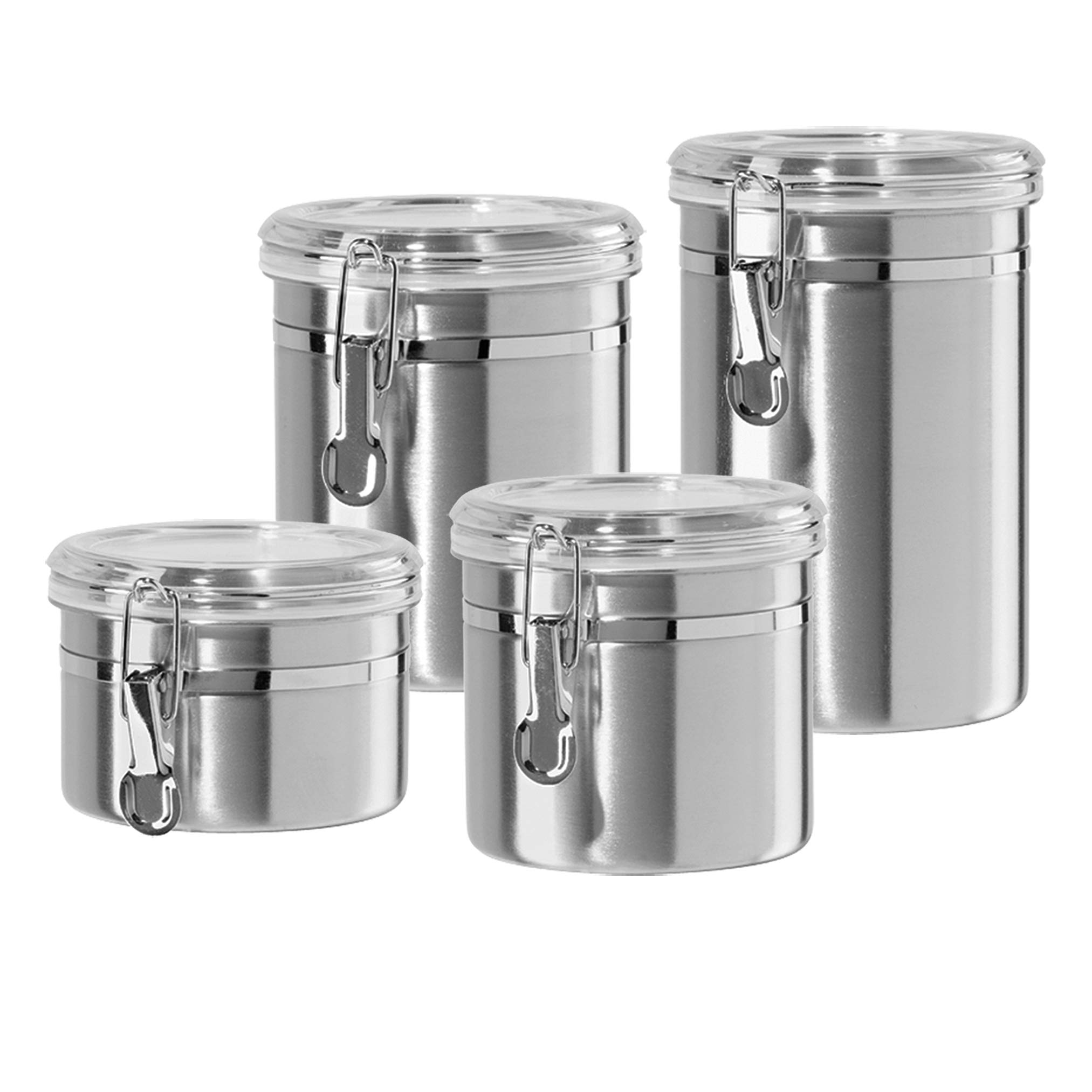 thumbnail image 2 of 3-Piece Stainless Steel Airtight Kitchen Canister Set With Anti-Fingerprint Black Lids 2 of 5