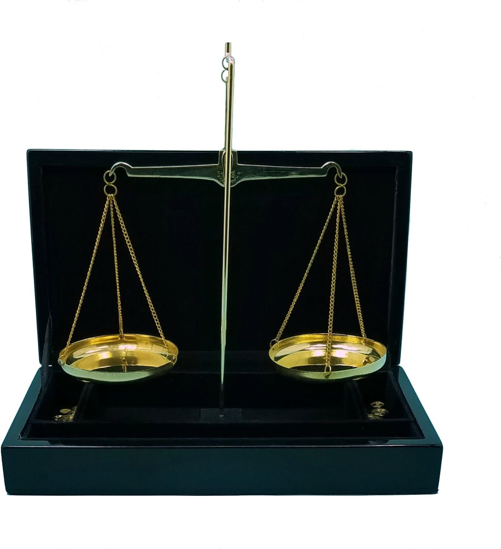Engravable Executive 100-Gram Capacity Brass Balance Scale in Black Piano Finished Case (Personalized)