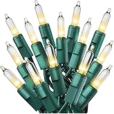 PREXTEX 100 Count Clear Christmas Lights - 20 ft Ultra Bright String Lights with Green Wire for Indoor and Outdoor Use, Christmas Trees, Holidays, Patios and Garden