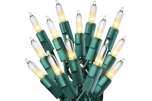 PREXTEX 100 Count Clear Christmas Lights - 20 ft Ultra Bright String Lights with Green Wire for Indoor and Outdoor Use, Christmas Trees, Holidays, Patios and Garden