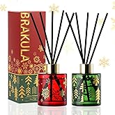 Brakula Reed Diffuser Set, Christmas Bottle Design with 2 Scent,Home Decor Bedroom Living Room Bathroom Office, Stick Diffuser with Essential Oil