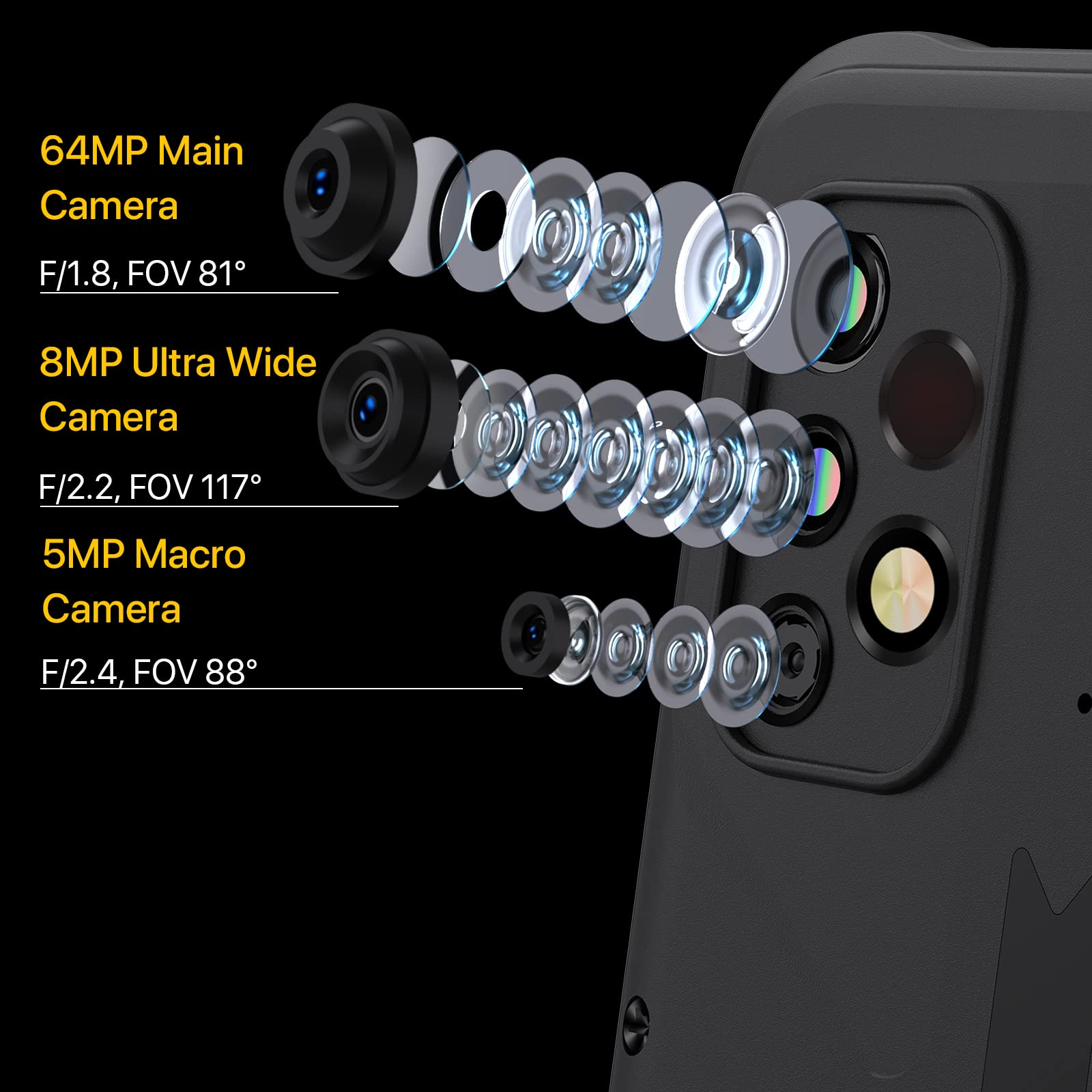 UMIDIGI Bison GT2 PRO 5G Rugged Unlocked Smartphones, 8G+256GB Waterproof IP68/IP69K Android 12 MediaTek Dimensity 900 6nm 64MP+8MP+5MP Camera 6.5