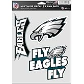 NFL Philadelphia Eagles Decal Multi Use Fan 3 Pack, Team Colors, One Size