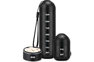 Zannaki Upgrade Large Metal Travel Pill Organizer, Waterproof Weekly Pill Box, Portable Aluminum Alloy Pill Case Container, BPA Free 7 Day Daily Medicine Organizer Holder for Vitamin,Pills,Supplement