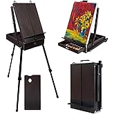 CONDA 70” French Easel with Aluminum Legs, Folding Sketch Painting Easel with Drawer, Tripod Easel Stand for Painting, Sketching, Display