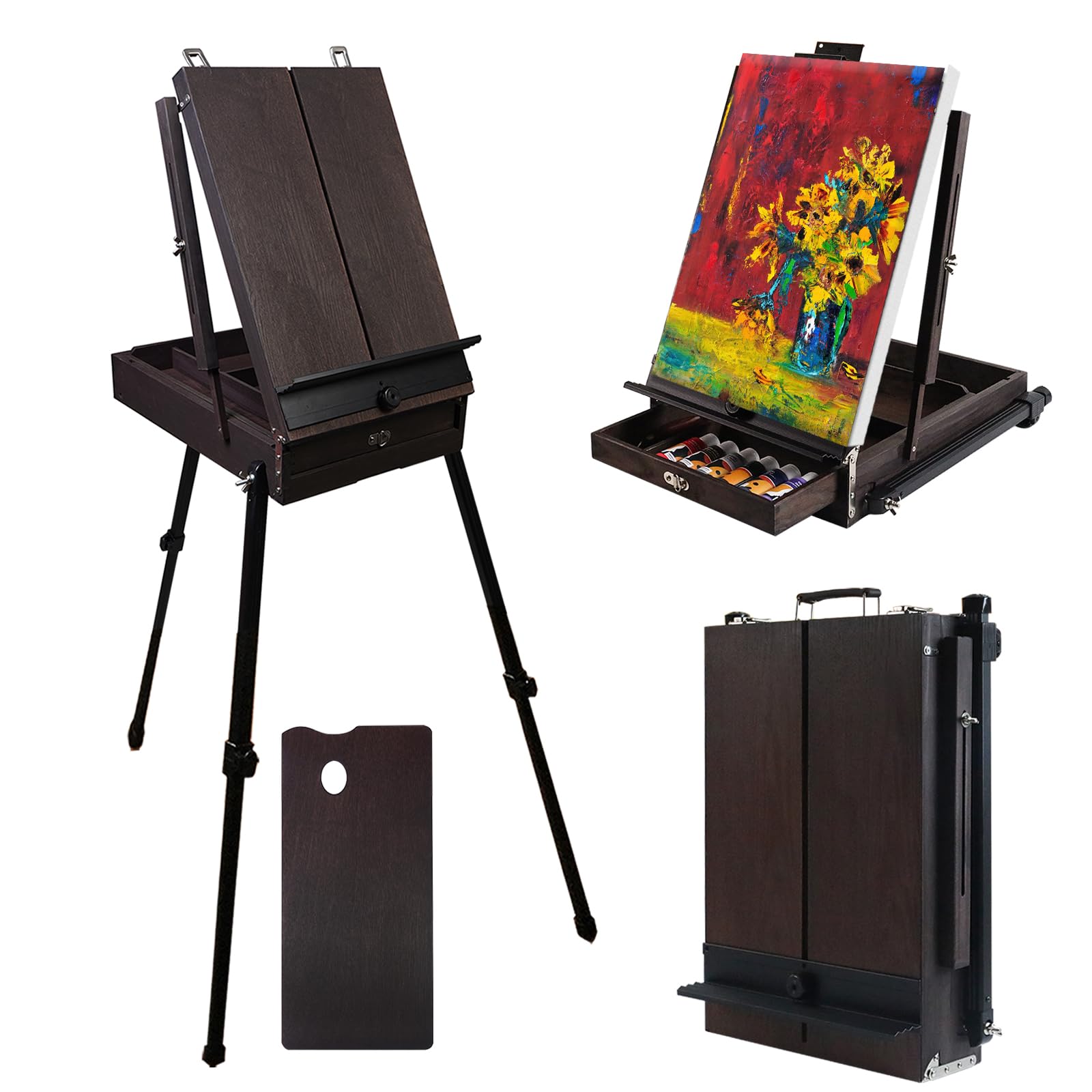 Conda Wooden Easel,176cm/ 69” Italy Easel Adjustable Artist Craft Folding Durable Sketch Painting Portable-Ideal for Painting, Sketching and Drawing