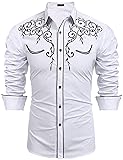 COOFANDY Mens Long Sleeve Shirt Embroidery Slim Fit