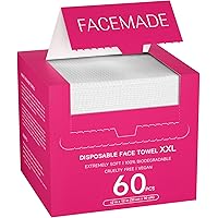 Face Towels XXL, 60 Count 12" × 12" Disposable Face Towel, Clean Facial Towels for Makeup Remove and Clean Skin, USDA Certifi