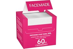 Face Towels XXL, 60 Count 12" × 12" Disposable Face Towel, Clean Facial Towels for Makeup Remove and Clean Skin, USDA Certifi