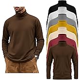 August Alley 7 Pack Mens Big and Tall Turtleneck Shirts Long Sleeve Crewneck Top Plus Size Loose Fit Shirt