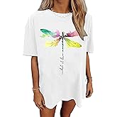 Womens Oversized Tshirt Graphic Tees Summer Casual Short Sleeves Tops Beach Vacation Clothes