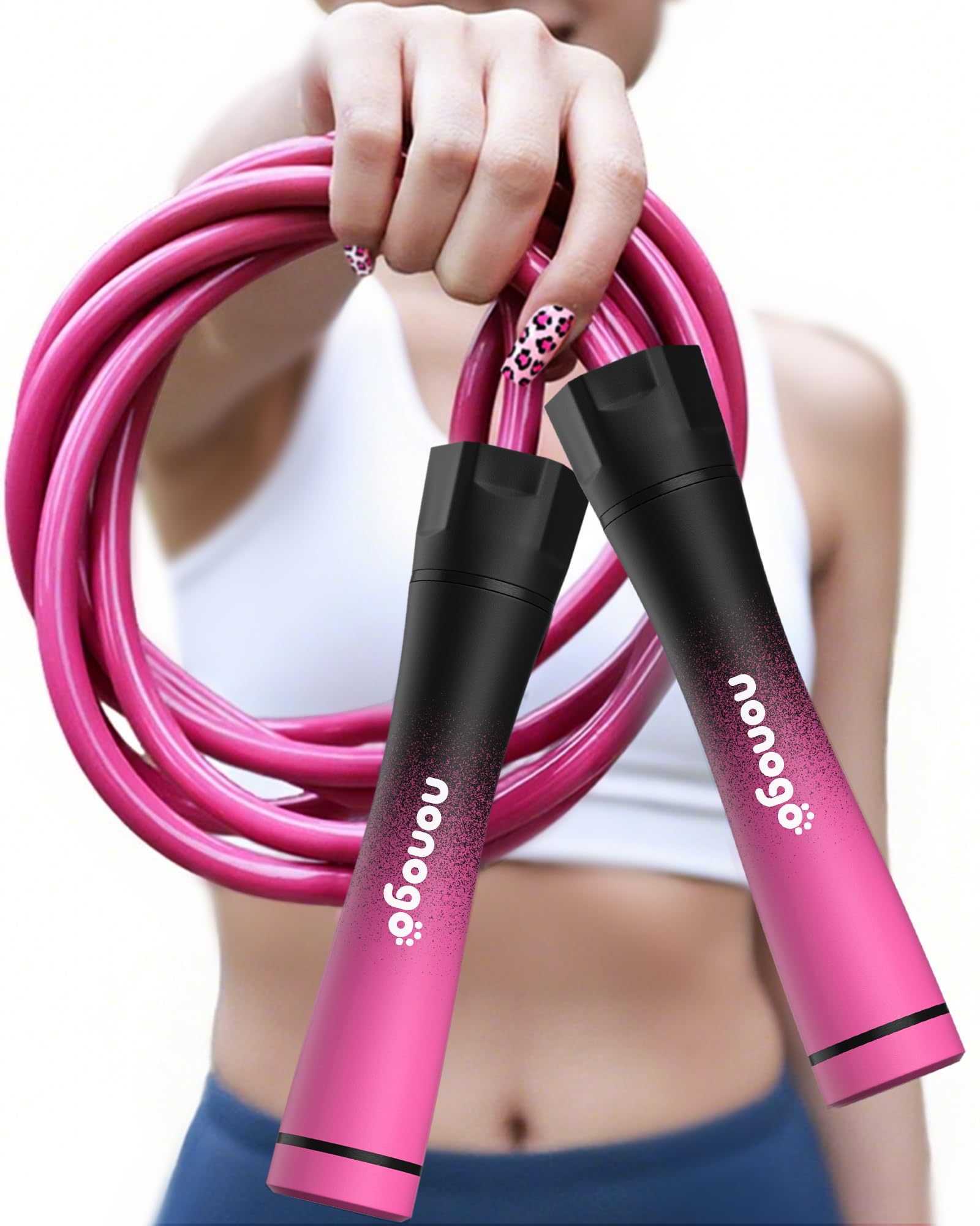Photo 1 of nonogo 1.1LB Weighted Jump Rope for Women – Adjustable 10mm Heavy PVC Skipping Rope for Fitness, Ideal for High-Intensity Training, MMA, Boxing, CrossFit, Weight-loss Workouts