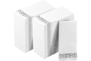 Vplus 400 Pack Paper Napkins Guest Towels Disposable Premium Quality 3-ply Dinner Napkins Disposable Soft, Absorbent, Party Napkins Wedding Napkins for Kitchen, Parties, Dinners or Events(Silver)