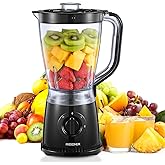 Reemix Blender, 50oz Countertop Blender - 2 Adjustable Speeds + Pulse, Dual Safety Locks, Dishwasher-Safe Pitcher for Smoothies, Crushing Ice & Family Meals