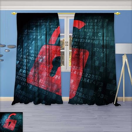 Kids Room Planets Curtains 2 Panels Security Concept Lock On