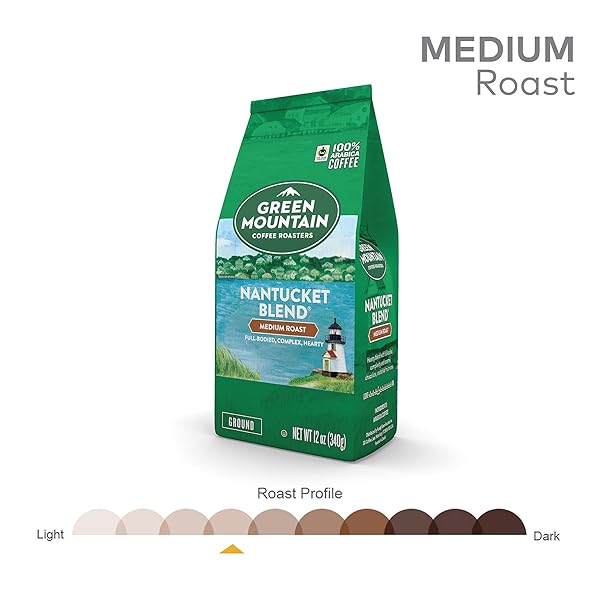 GREEN MOUNTAIN COFFEE ROASTERS, NANTUCKET BLEND, FAIR TRADE CERTIFIED, GROUND COFFEE, MEDIUM ROAST, BAGGED 12OZ.