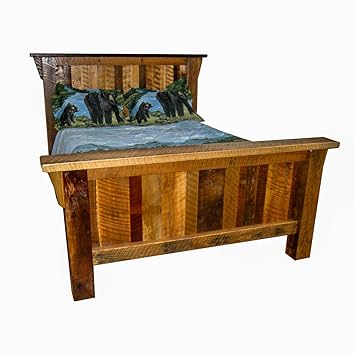 Amazon Com Rustic Natural Reclaimed Barn Wood Bed Without
