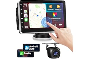 ESLYYDS 2024 Newest Apple Carplay Wireless Portable Car Stereo,7In HD Touchscreen with Android Auto/Mirror Link, Wireless Apple CarPlay Dash Mount, Car Multimedia Player with Backup Camera & Bluetooth, AUT