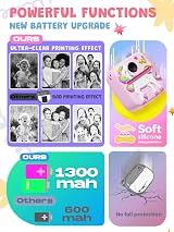 Lenudar Kids Camera Instant Print 1080P 12MP 2.0 Inch Pink Toy Camera view 6