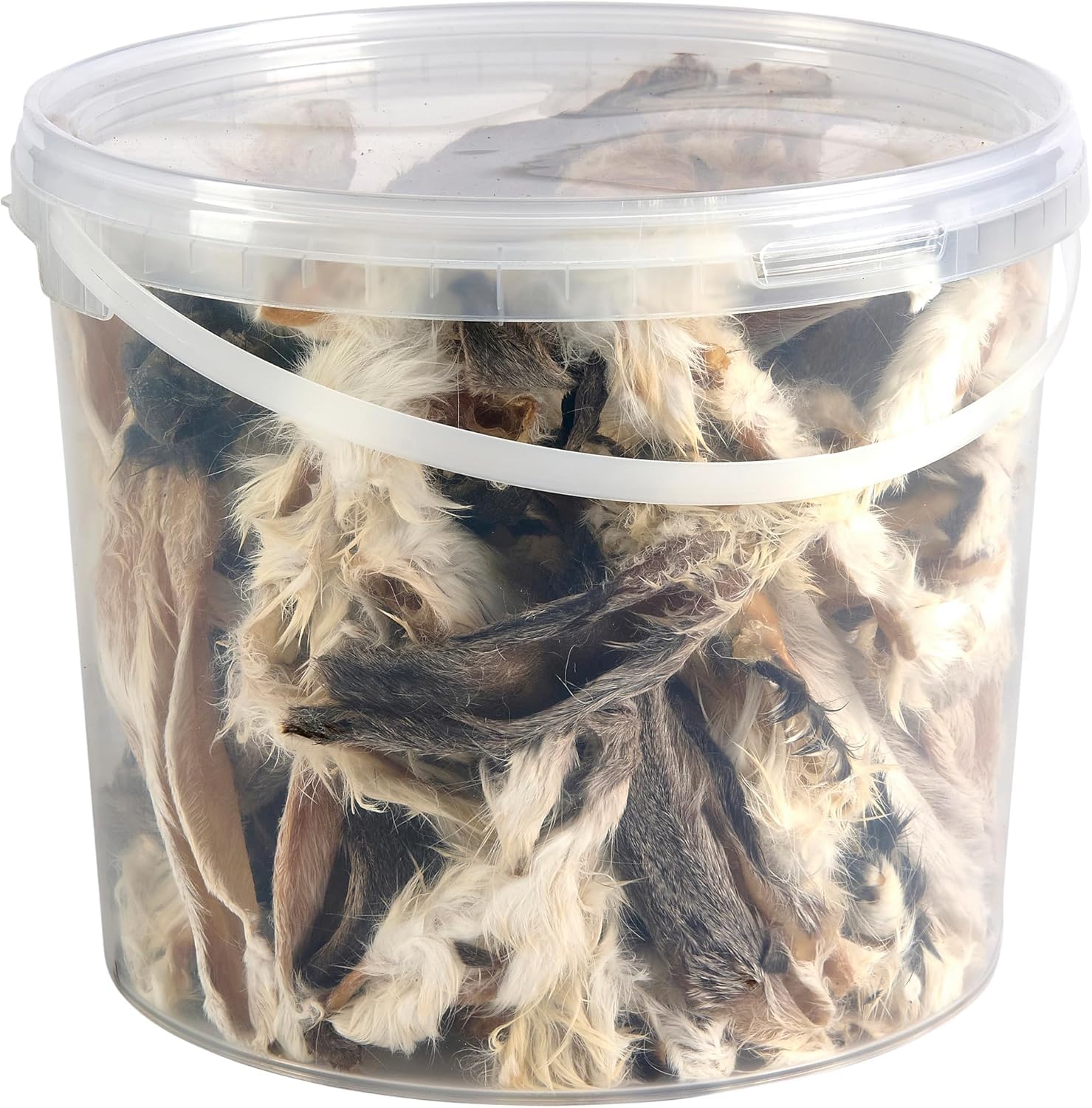 Premium Rabbit Ears With Fur Dog Treats, 5L Tub