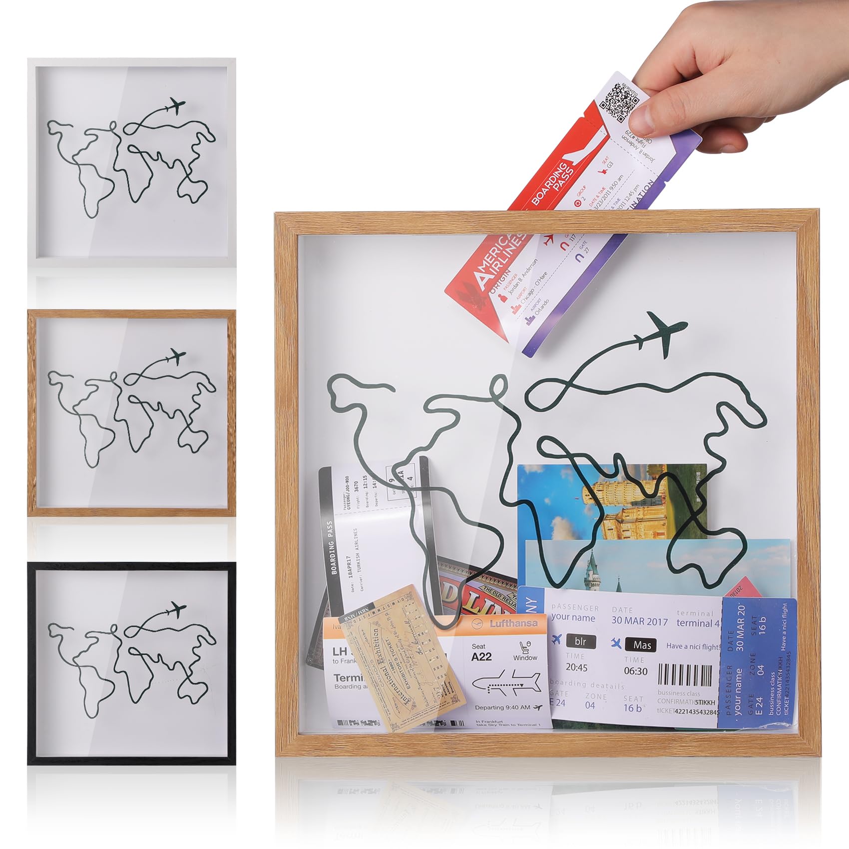 Photo 1 of MUXIUNT Travel Adventure Archive Shadow Box for Memories,8&12Inch Concert Travel Ticket Stub Memory Top Loading Shadow Keepsake Box with Slot On Top,Life in a Shadow Box Travel Gift Frame(Brown, 8x8)