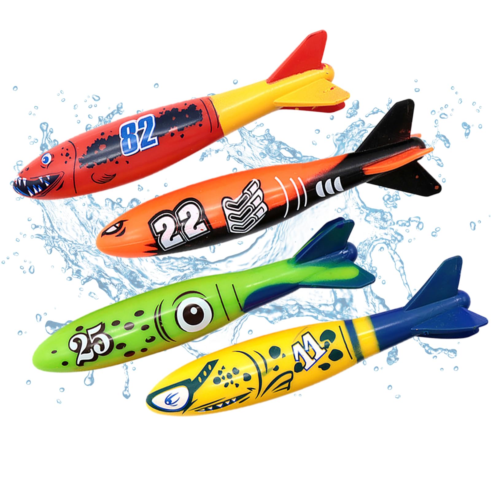 Jiuhao Diving Toys for Kids, 4 Pcs Summer Fun Swimming Pool Dive Toy Sticks, Underwater Training Toys Diving Games Children's Gifts (Diving Toypedo-2)