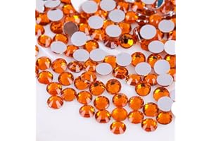 KDKYY 1500 Pieces SS16 4mm Flatback Rhinestones Clear Glass Round Gems Crystals for Nail Art DIY Crafts Clothes Shoes Bags （Orange）