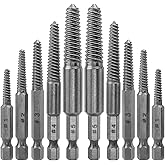 Wolfride 10Pcs Broken Screw Extractor Set, Stripped Screw Remover Drill Bit Kit I 1/4 Inch Hex Shank Easy Out Damaged Bolt Removal Tool