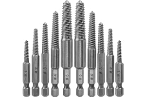 Wolfride 10Pcs Broken Screw Extractor Set, Stripped Screw Remover Drill Bit Kit I 1/4 Inch Hex Shank Easy Out Damaged Bolt Removal Tool