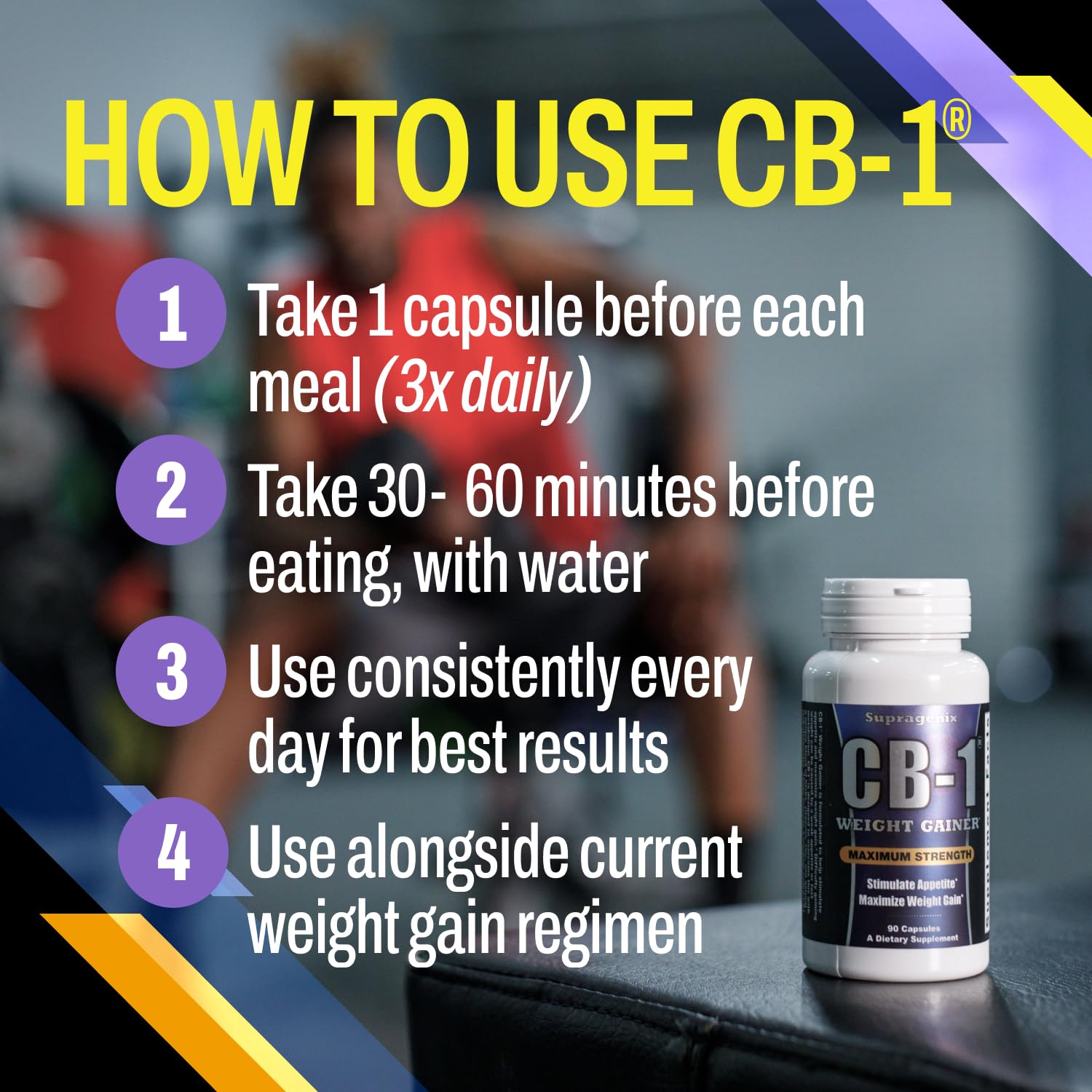 CB-1 Weight Gainer Pills (90 Count) | Weight Gain Support for Women & Men | Clinically Tested Appetite Booster | Powerful Mass Gainer