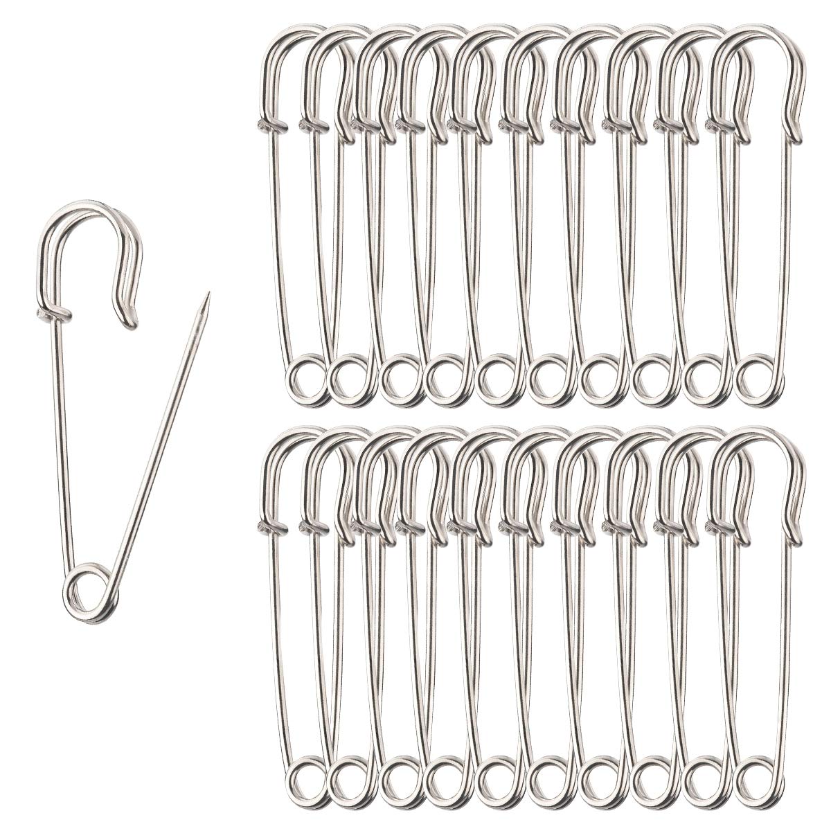 30Pieces Safety Pins Strong Metal Blanket Pins, for Jewelry Crafts,Sliver (30mm, 40mm and 50mm