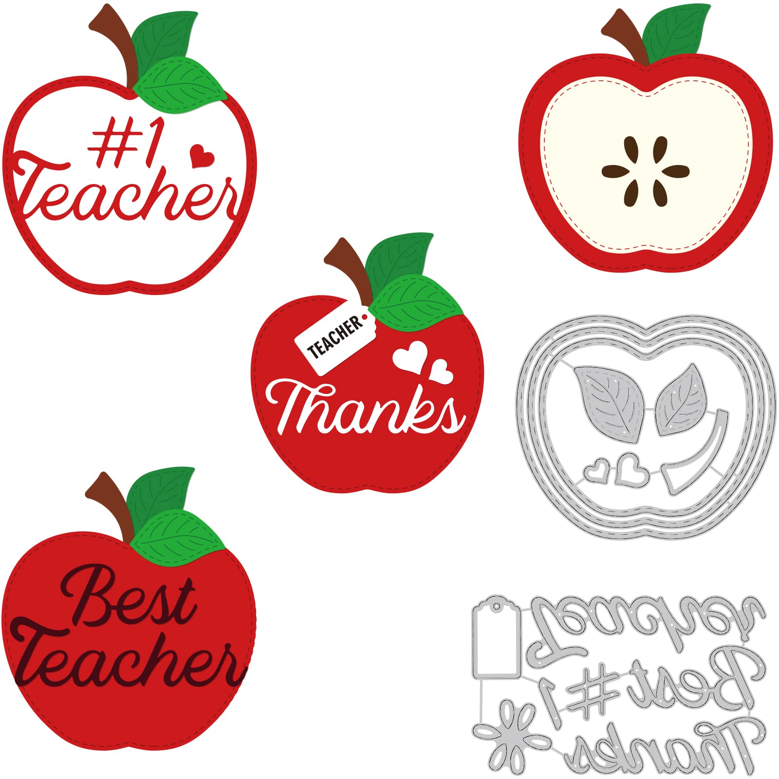 BENECREAT 2 Style Teacher's Day Metal Cutting Dies, Best Teacher Nesting Pattern Embossing Stencil Template for Making Photo Decorative Paper Scrapbooking, 0.8mm Thick