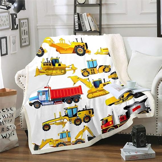 Nursery Under Construction Fleece Blanket Cartoon Excavator