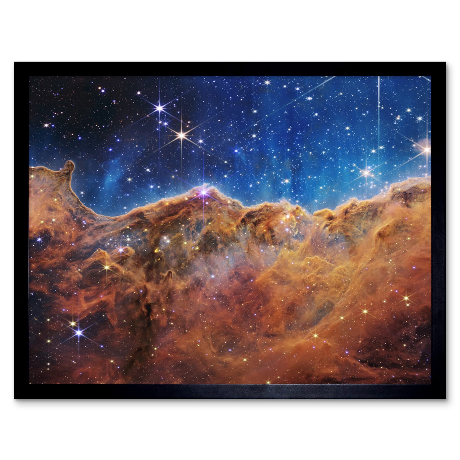 NASA James Webb Space Telescope Cosmic Cliffs in the Carina Nebula NGC 3372 NIRCam Image Art Print Framed Poster Wall Decor 12x16 inch