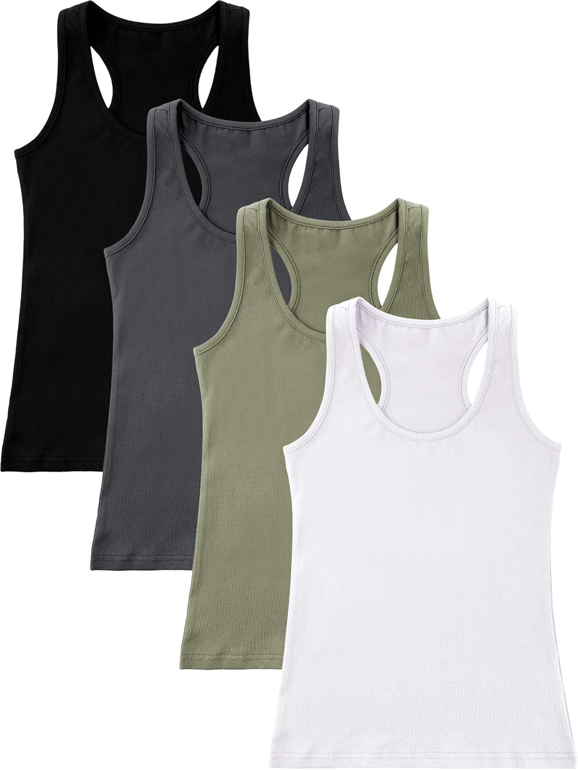 Geyoga 4 Pieces Basic Workout Crop Tank Tops Sleeveless Racerback Sport Tank Top for Women: Clothing